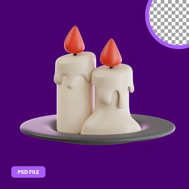 PSD illustrazione 3d della candela di halloween