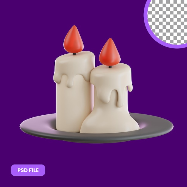 Illustrazione 3d della candela di halloween