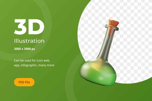 3D Illustration Halloween, chemistry bottle, for web, app, celebration, etc