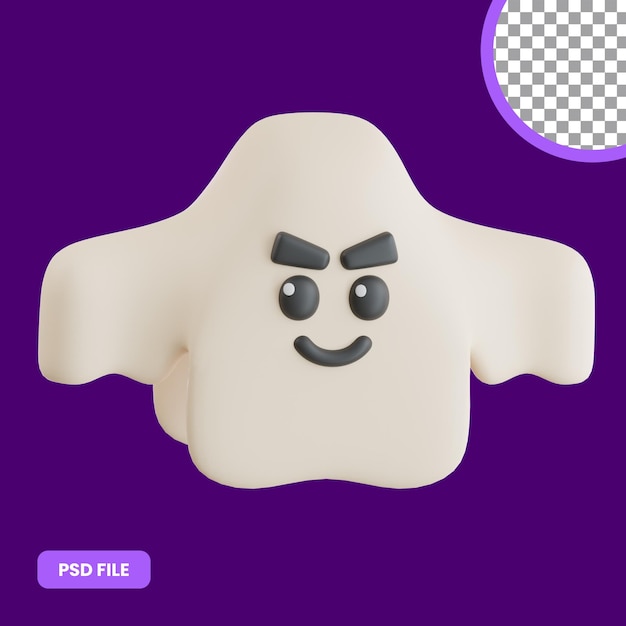 PSD 3d illustration of halloween cute ghost