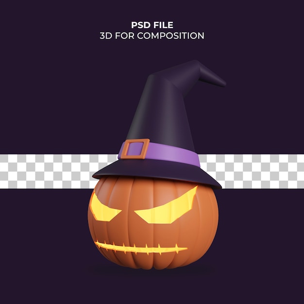 3d illustration halloween pumpkin icon premium psd