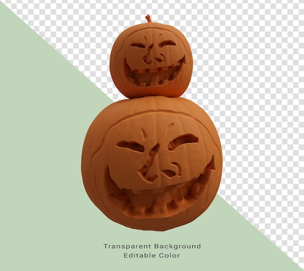 Illustrazione 3d della zucca di halloween in cima a uno degli altri elementi di design di sfondo di halloween