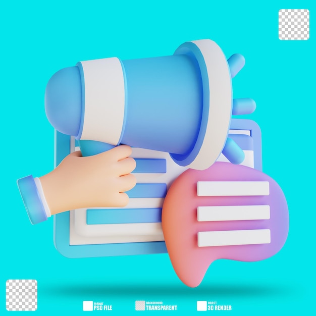 Illustrazione 3d promozione della mano e della chat 2