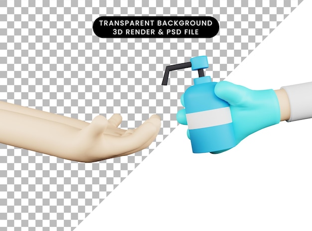 PSD 3d illustration hand doctor give soap