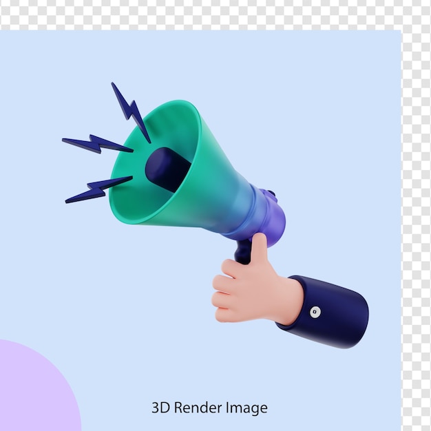 PSD 3d иллюстрация ручной мегафон
