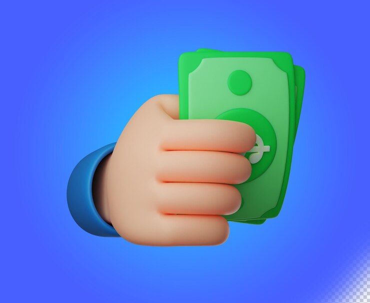 PSD 3dイラスト手持ちドル紙幣