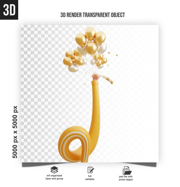 3d illustration of hand holding balloons colorful set of balloons for birthday anniversary