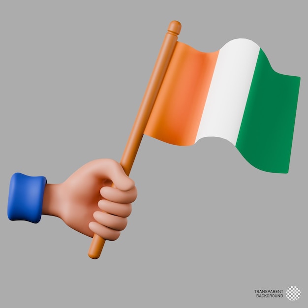 PSD 3d illustration of hand holding the cote dlvoire flag