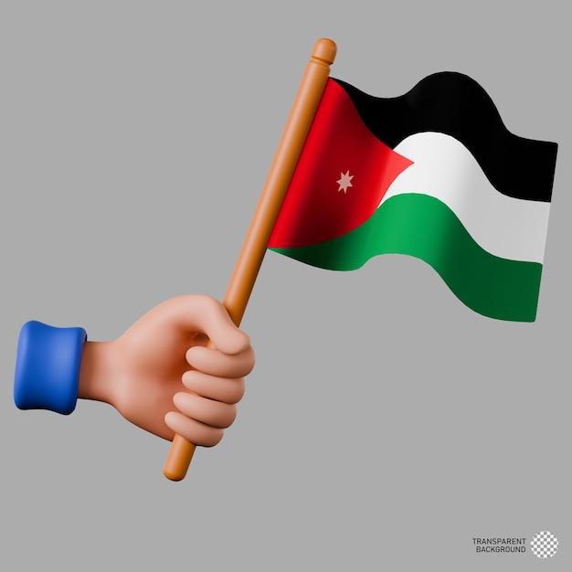 PSD 3d illustration of hand holding the jordan flag