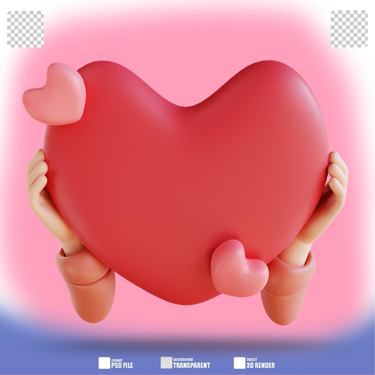 PSD 3d 일러스트 손 잡고 사랑 2