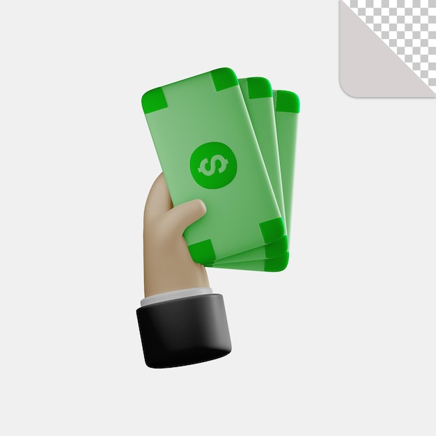 3d illustration hand holding money