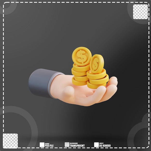 3d illustration of a hand holding a pile of money 2