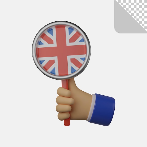 3d illustration of hand holding united kingdom flag