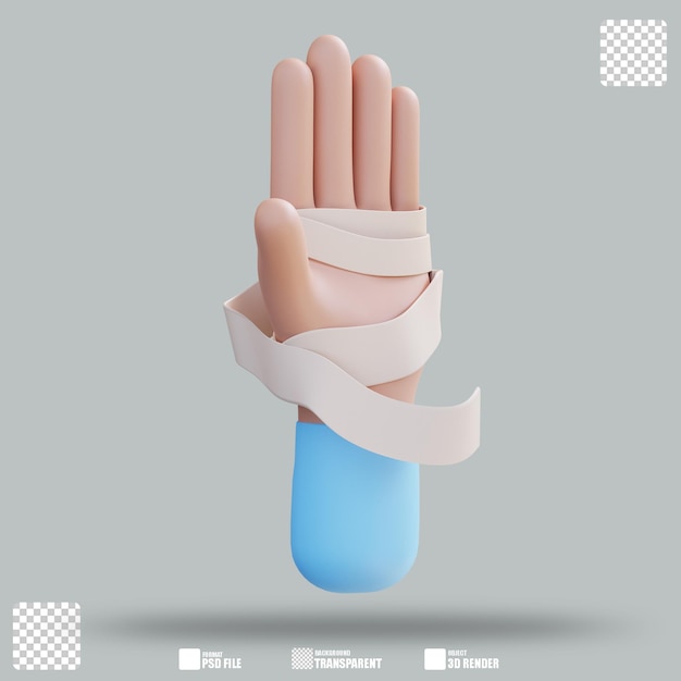 PSD 3d illustration hand injury 3