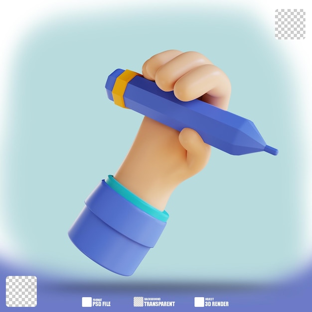 3d иллюстрация рука и карандаш 2