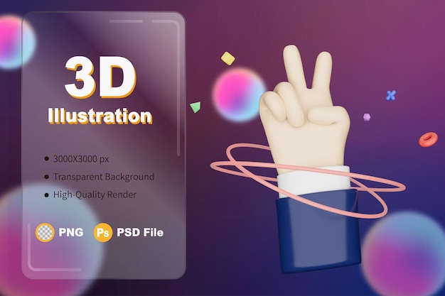 3d-иллюстрация поза руки два