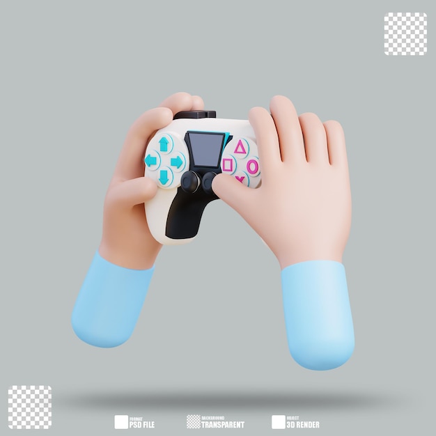 PSD 3d illustration hand with game controller 2