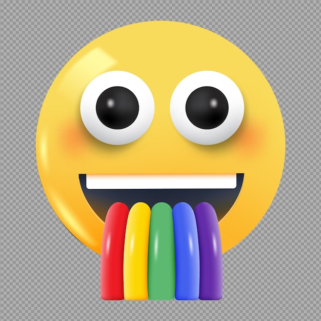 PSD 3d illustration of happy birthday face emoji in transparent background