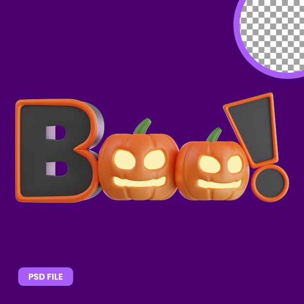 3d illustration of happy halloween text boo