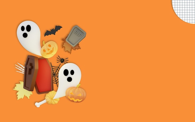 PSD illustrazione 3d di halloween felice