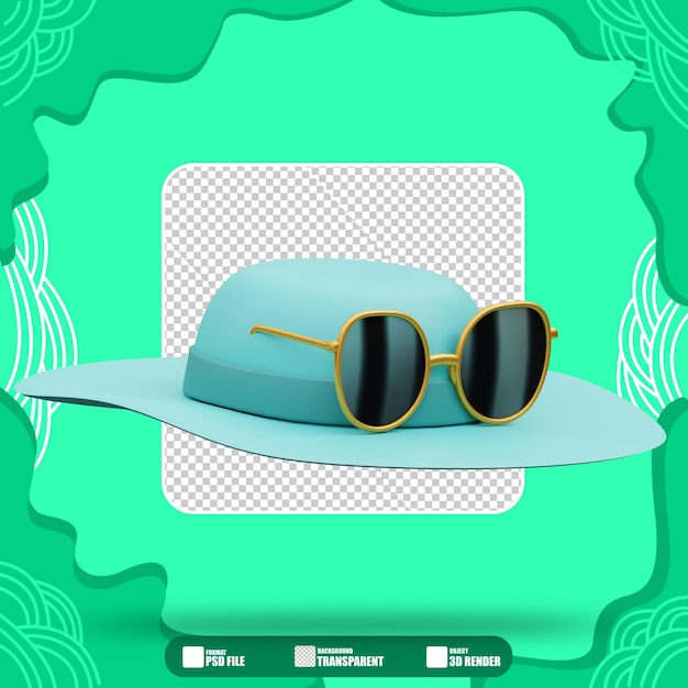 PSD 3d illustration of hat and glasses 2