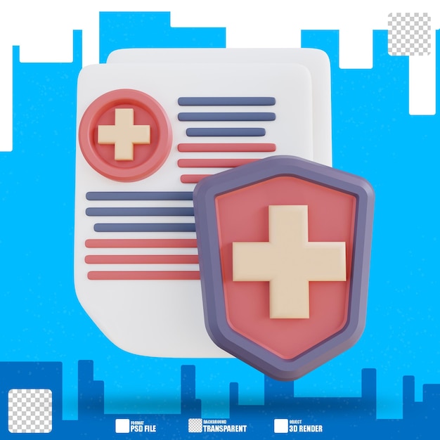 PSD 3d illustration of health document security 2