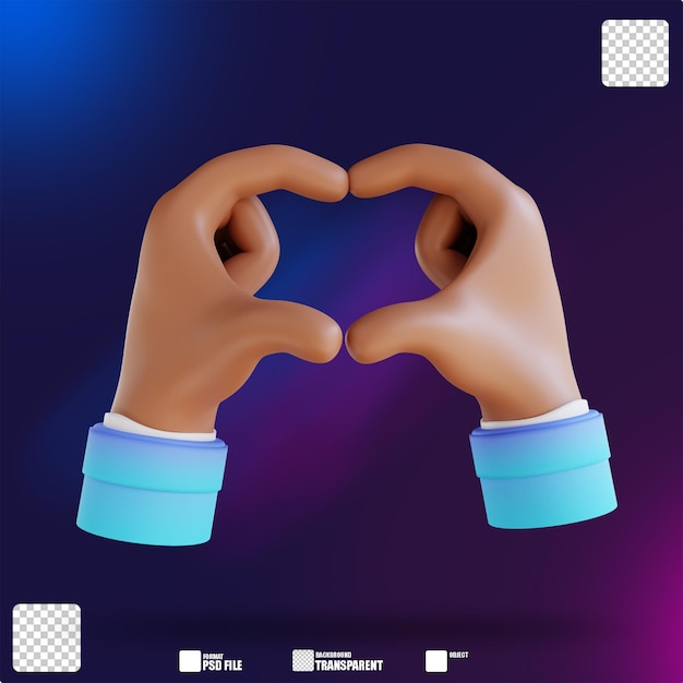 3d illustration heart hand gestures 3