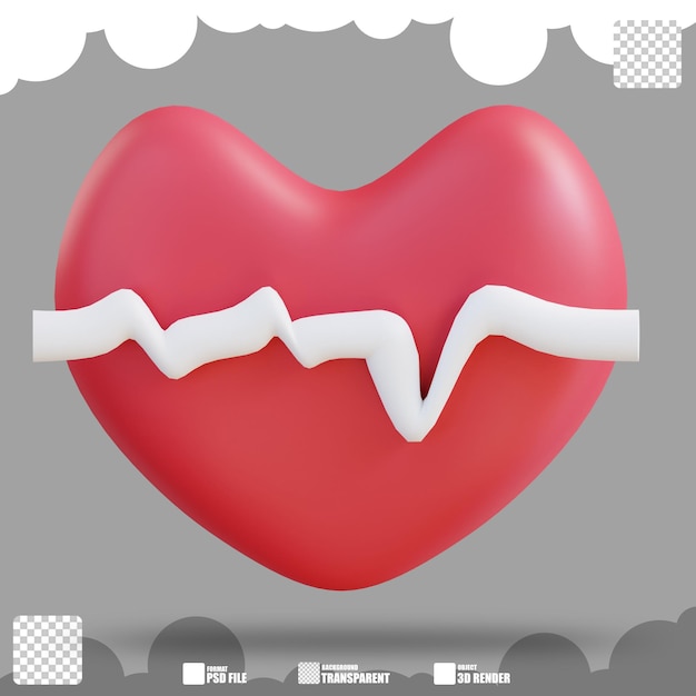 PSD 3d illustration heart health check document 2