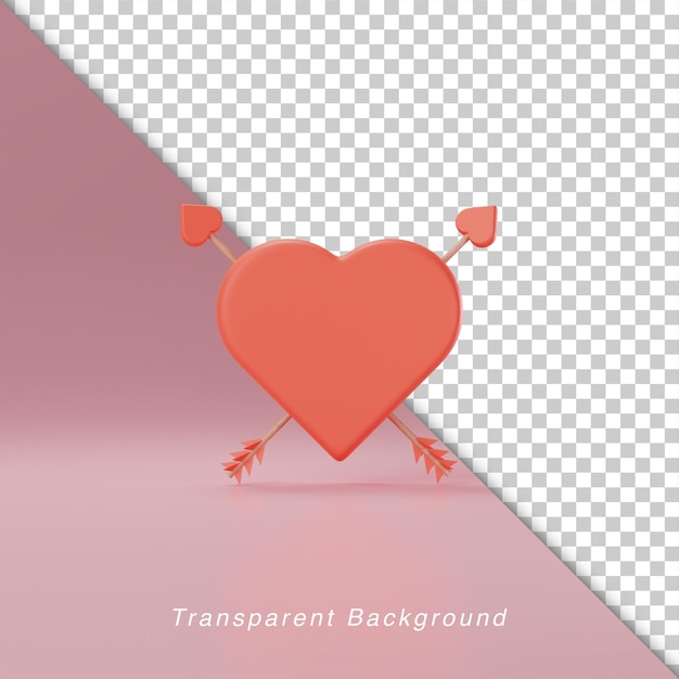 Illustrazione 3d cuore con freccia per san valentino