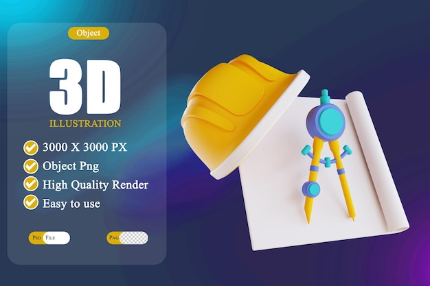 PSD illustrazione 3d casco e periodo 2