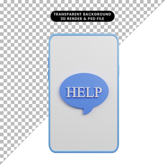 3d illustration of help faq on smartphone