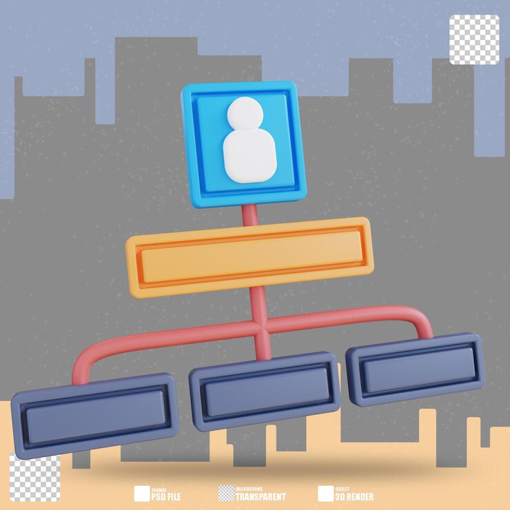 PSD 3d illustration of hierarchy chart 2