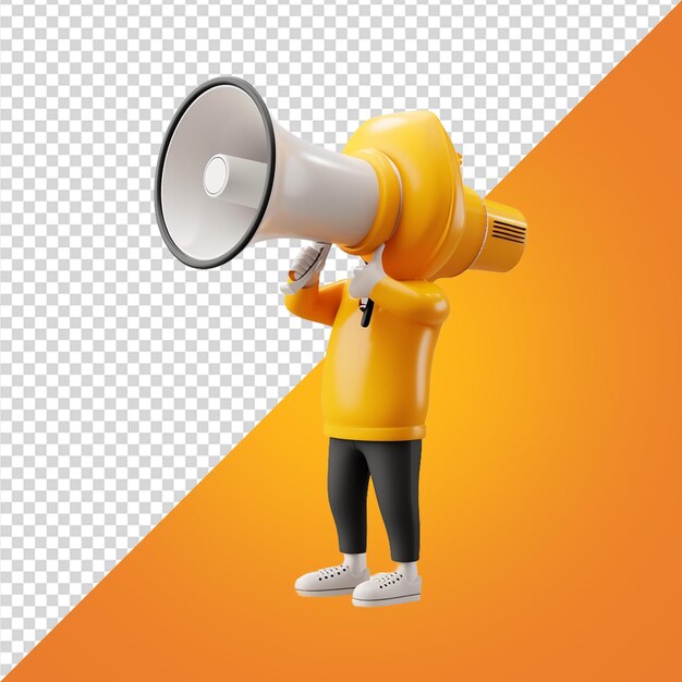 3d illustration of holding a megaphone on transparent background