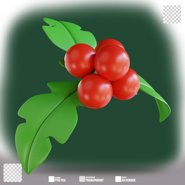 PSD 3 d イラスト ホリー クリスマス飾り 3