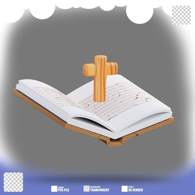 PSD 3d illustration of holy bible of christian religion 2