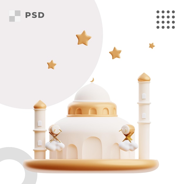 PSD illustrazione 3d dell'architettura islamica del ramadan kareem dell'edificio sacro