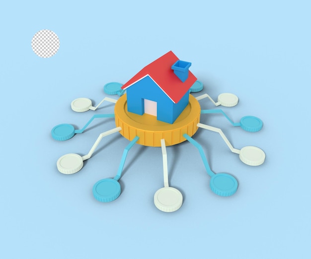 PSD 3d illustration of home network