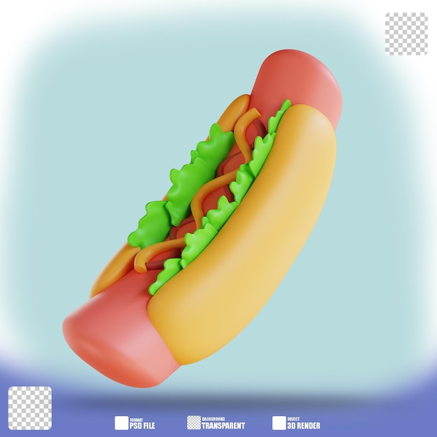 Illustrazione 3d hot dog 2