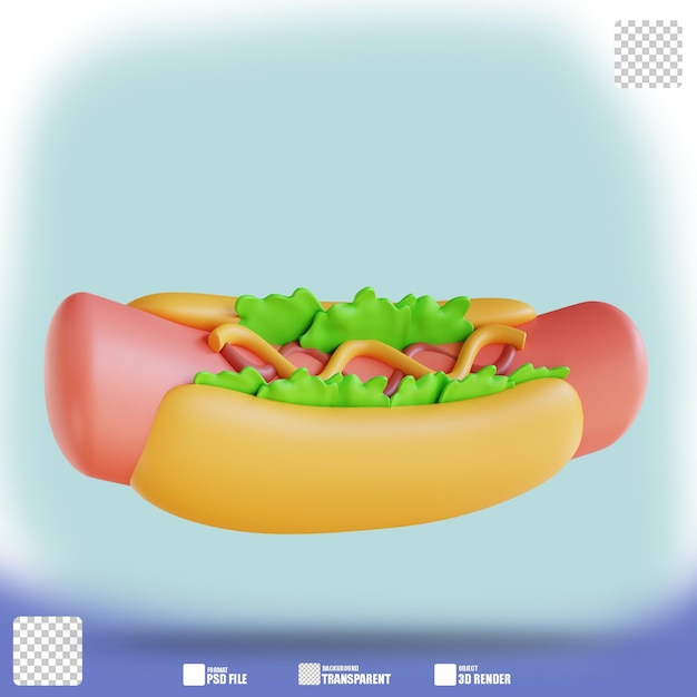 PSD 3d illustration hot dog 3