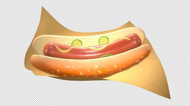 PSD 3d illustration hotdog