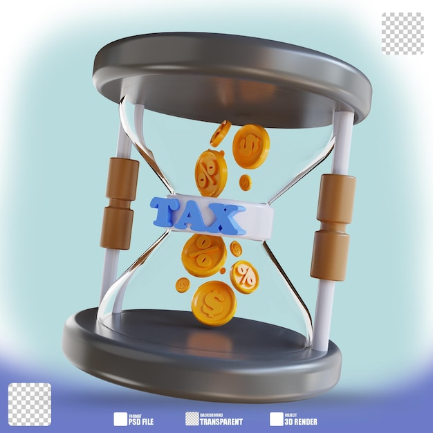 3Dイラストの砂時計と税金3