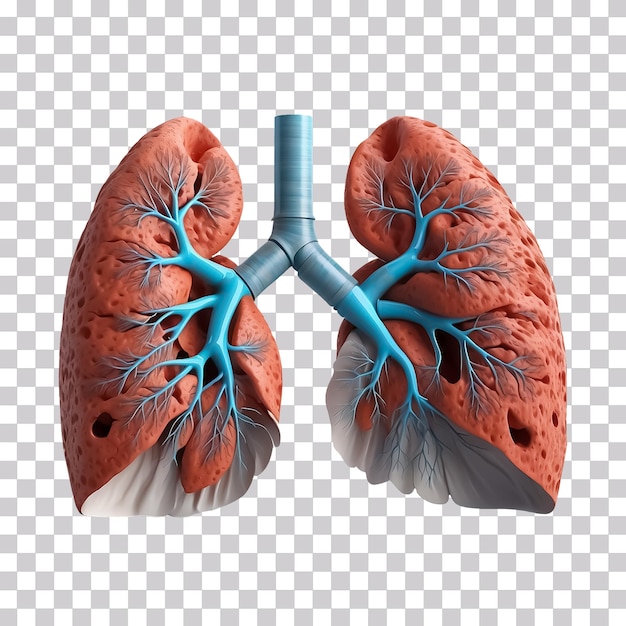 PSD 3d illustration of a human lungs isolated on transparent background