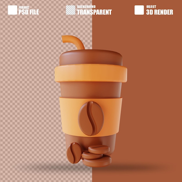 PSD illustrazione 3d caffè freddo 3