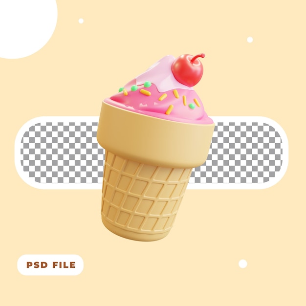 Illustrazione 3d dell'icona del gelato