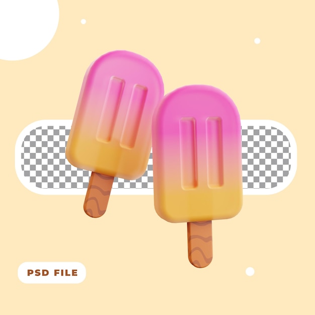 3d illustration of ice cream stick icon