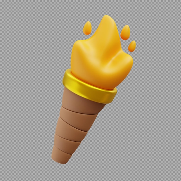 Illustrazione 3d di un'icona di gelato che è posizionata in aria e sembra deliziosa