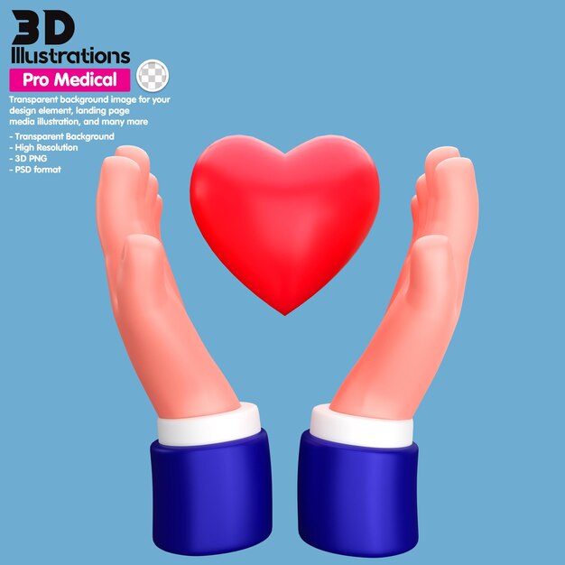 PSD 3d illustration icon hands