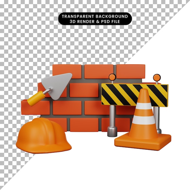 PSD 3d illustration icon of maintenance or under construction icon in 3d render