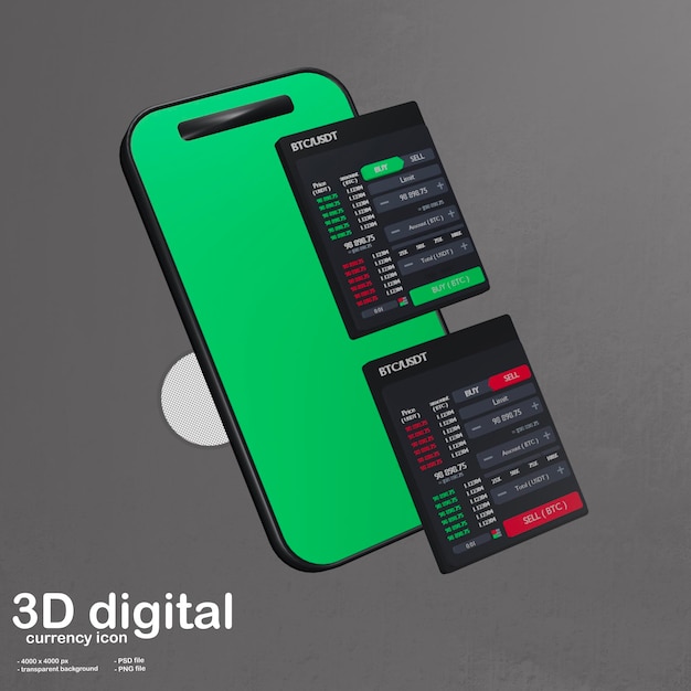 3d illustration icon of exchange for buying crypto currency