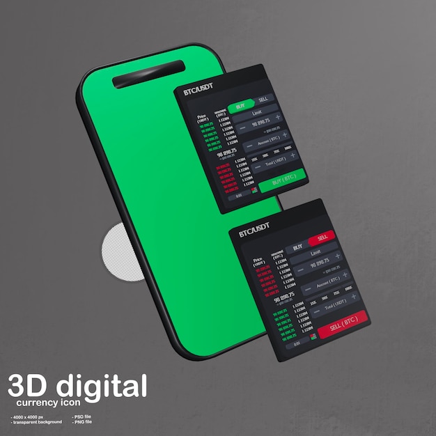 PSD 암호화폐를 구입하기위한 교환의 3d 일러스트 아이콘